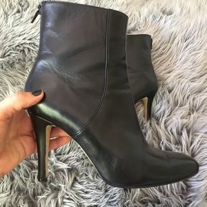 Black high heel leather bootie